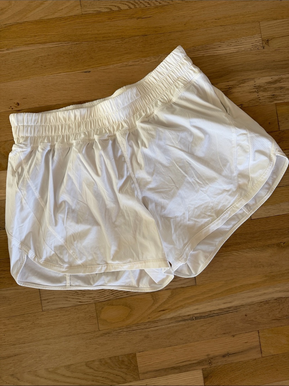 Women's White Elastic Waist Athletic Shorts